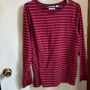 d&co denim + company NWOT top cranberry with pink stripes long sleeves